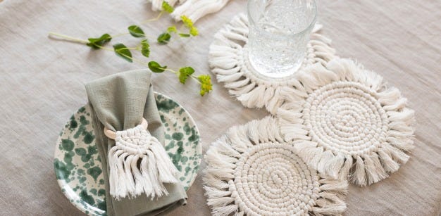 Collage billede - Macrame bordpynt
