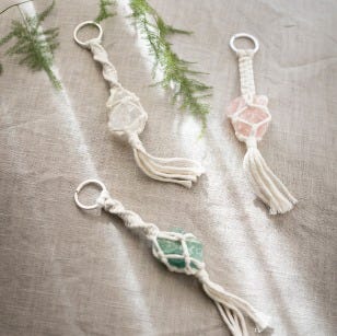 Collage billede - Macrame nøgleringe
