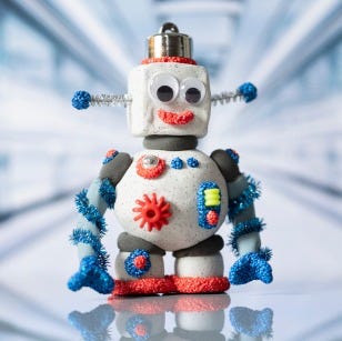 Collage billede - Robot lavet af Stone Clay
