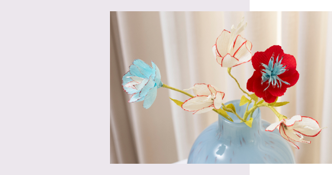 Crepe blomster i vase