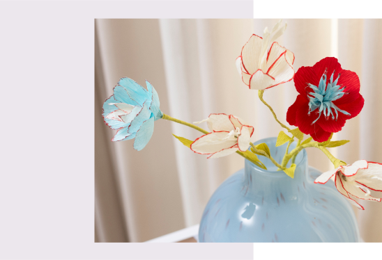 Crepe blomster i vase