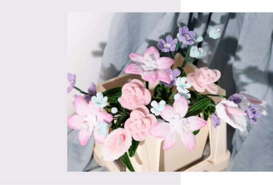 Chenille blomster buket