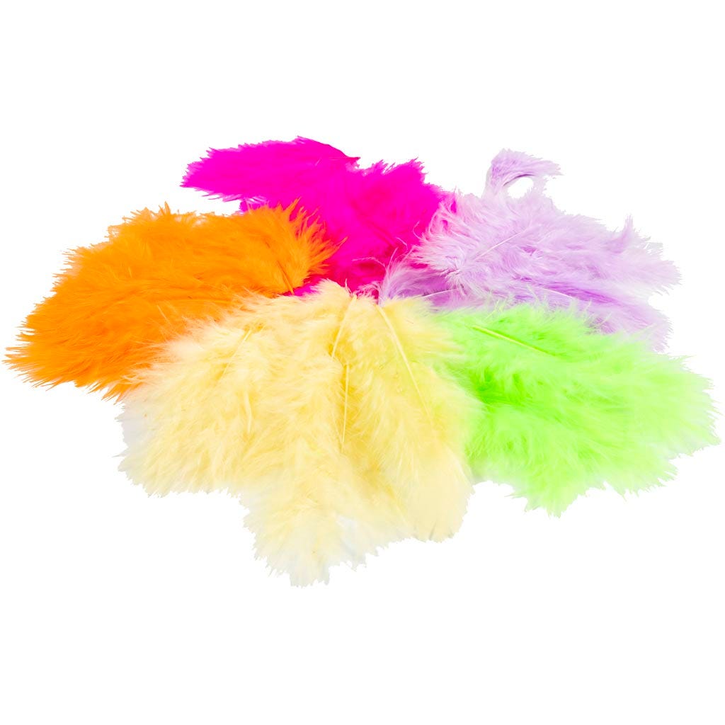 Find påske produkter som pompon og fjer til påskepynt