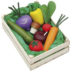 Grøntsager i trækasse