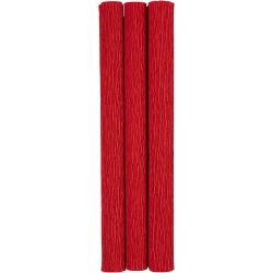 Crepepapir, ark 25x60 cm, Stræk/crepe: 180%, 105 g, rød, 3 ark/ 1 pk.