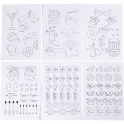 Vandopl&oslash;selige Broderiark, Dekorative motiver, A5, ark 148,5x210 mm, 6 ark/ 1 pk.