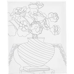 Malerlærred med print, Buket i vase, D: 1,6 cm, str. 24x30 cm, 360 g, 1 stk.
