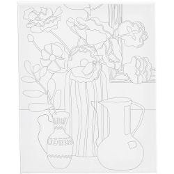 Malerlærred med print, Blomster stilleben, D: 1,6 cm, str. 24x30 cm, 360 g, 1 stk.