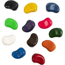 Farvekridt, Bønner, L: 25 mm, tykkelse 15 mm, ass. farver, 12 stk./ 1 pk.