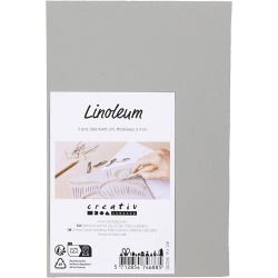Linoleum, str. 10x15 cm, tykkelse 3 mm, grå, 2 stk./ 1 pk.