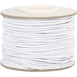 Elastiksnor, tykkelse 1 mm, hvid, 25 m/ 1 rl.