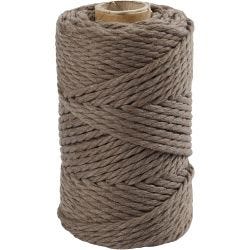 Macramé reb, L: 55 M, diam. 4 mm, lys brun, 330g/ 1 rl.