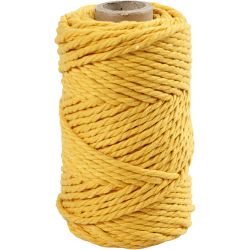 Macramé reb, L: 55 M, diam. 4 mm, gul, 330g/ 1 rl.