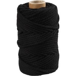 Macramé reb, L: 55 M, diam. 4 mm, sort, 330 g/ 1 rl.