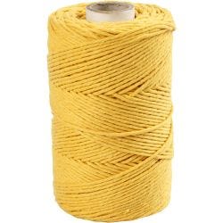 Macramé Snor, L: 198 M, diam. 2 mm, gul, 330 g/ 1 rl.