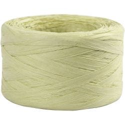 Raffia Papirgarn, B: 7-8 mm, lys grøn, 100 m/ 1 rl.
