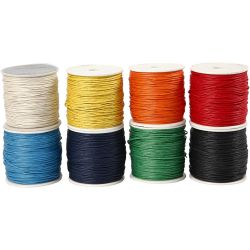Bomuldssnor, tykkelse 1 mm, ass. farver, 8x40 m/ 1 pk.