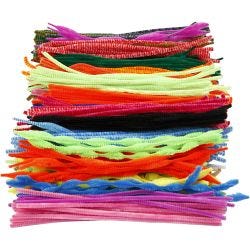 Chenille, L: 30 cm, tykkelse 6-15 mm, ass. farver, 500 ass./ 1 pk.