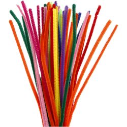 Chenille, L: 30 cm, tykkelse 6 mm, ass. farver, 50 ass./ 1 pk.