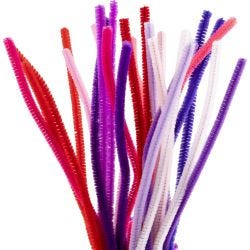 Chenille, L: 30 cm, tykkelse 6 mm, lilla/pink harmoni, 25 stk./ 1 pk.