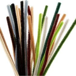 Chenille, L: 30 cm, tykkelse 6 mm, natur, 25 stk./ 1 pk.