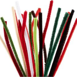 Chenille, L: 30 cm, tykkelse 6 mm, julefarver, 25 ass./ 1 pk.