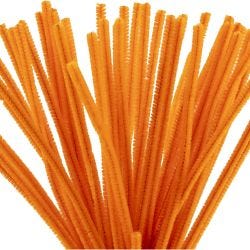 Chenille, L: 30 cm, tykkelse 6 mm, orange, 50 stk./ 1 pk.