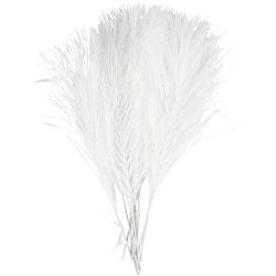 Kunstige fjer, L: 15 cm, B: 8 cm, hvid, 10 stk./ 1 pk.