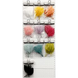 Kunstige fjer, L: 15 cm, B: 8 cm, ass. farver, 10x10 pk./ 1 pk.