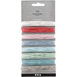 Bomuldssnor, tykkelse 1 mm, pastelfarver, 8x5 m/ 1 pk.
