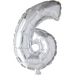 Folieballon, 6, 41 cm, sølv, 1 stk.