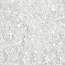 Facetperler, str. 3x4 mm, hulstr. 0,8 mm, krystal, 100 stk./ 1 pk.