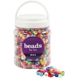 Plastperler, str. 6-20 mm, hulstr. 1,5-6 mm, 390 g, 700 ml/ 1 ds.