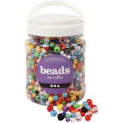Kongoperler, diam. 6-10 mm, hulstr. 3-5 mm, ass. farver, 430 g, 700 ml/ 1 ds.