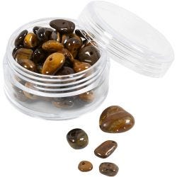 Krystalperler, Tigerøje, diam. 7-12 mm, hulstr. 1 mm, brun, 63 stk./ 1 pk.
