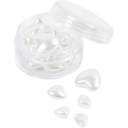 Voksperler, Hjerter, diam. 7-13 mm, hulstr. 1,3-1,5 mm, perlemor, 32 stk./ 1 pk.