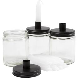 Glas med lysholder og lys