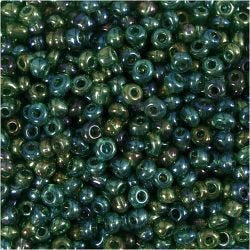 Rocaiperler, diam. 3 mm, str. 8/0, hulstr. 0,6-1,0 mm, grøn olie, 25 g/ 1 pk.