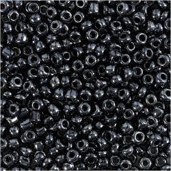 Rocaiperler, diam. 3 mm, str. 8/0, hulstr. 0,6-1,0 mm, sort metallic, 25 g/ 1 pk.