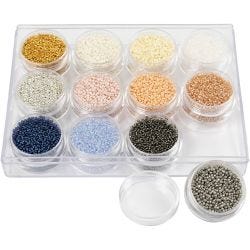 Rocaiperler, diam. 1,7 mm, str. 15/0, hulstr. 0,5-0,8 mm, douche farver, 12x15 g/ 1 pk.