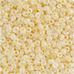 Rocaiperler, diam. 3 mm, str. 8/0, hulstr. 0,6-1,0 mm, elfenben, 25 g/ 1 pk.