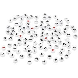 Bogstavperler, str. 7 mm, hulstr. 1,2 mm, hvid, 25 g/ 1 pk.