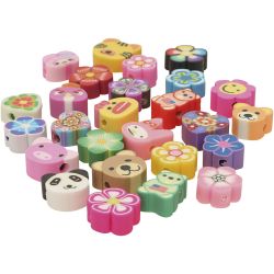 Dyre- og blomsterperler, diam. 10 mm, hulstr. 1,5 mm, 200 ass./ 1 pk.