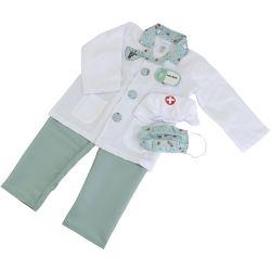 Doktor-udklædning, 5-6 år, lys grøn, 1 sæt