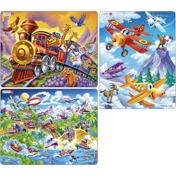 Puslespil med køretøjer og fartøjer