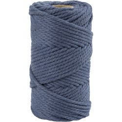 Macramé reb, L: 55 M, diam. 4 mm, blå, 330 g/ 1 rl.
