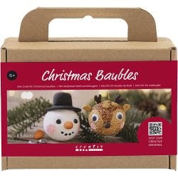 Mini DIY Kit Julekugler, Rensdyr og snemand, 1 pk.
