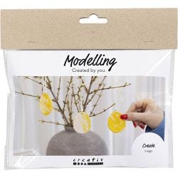 Mini DIY Kit Modellering, Æg, lys gul, pastelfarver, 1 pk.
