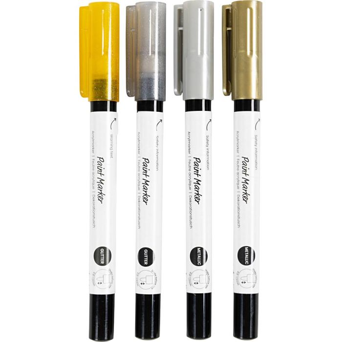 Dekorationstusch, streg 0,9-1,3 mm, Indhold kan variere, 4 stk./ 1 pk.