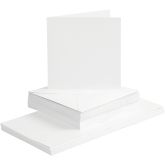 Kort og kuverter, kort str. 15x15 cm, kuvert str. 16x16 cm, 120+240 g, hvid, 50 sæt/ 1 pk.